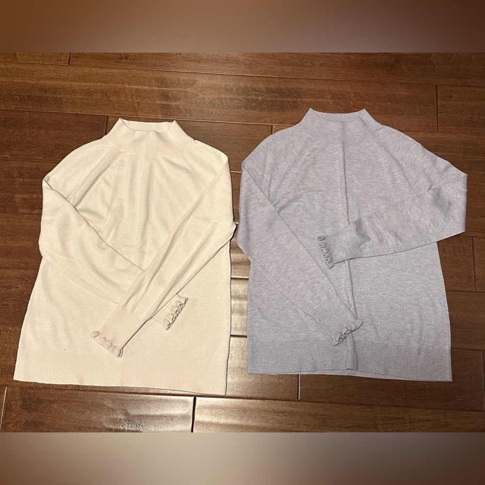 LOFT blush and blue Turtleneck Sweaters (selling as a set)